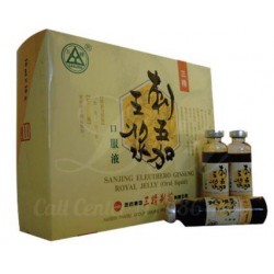 Sanjing Eleuthero Ginseng Royal Jelly Caja por 10 frascos de vidrio de 10 ml (envíos a todo Colombia)